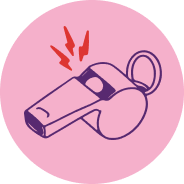 Illustration d'un sifflet de train sur fond rose